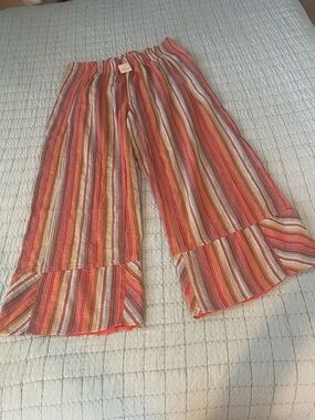 FREE PEOPLE NWT 100% Cotton Flared Striped Pants w/ Deep Front Pockets.